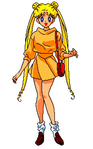 usagi from salior moon in an orange outfit