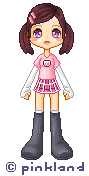 pixel doll of a girl with pigtails wearing pink