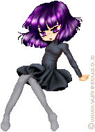 pixel doll of Hotaru from Sailor Moon in a sitting pose with casual clothing