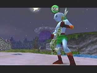 zora link rocking out with his bone guitar